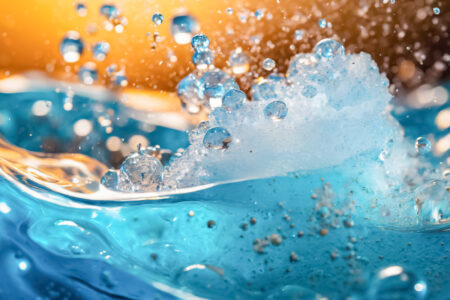 Solid-liquid separation concept. Swirling water, separation of salts from liquids